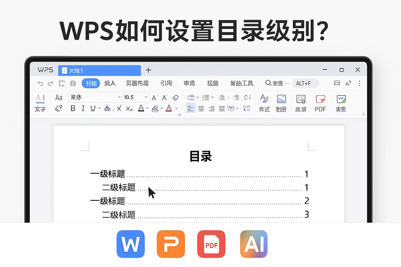 WPS如何设置目录级别？