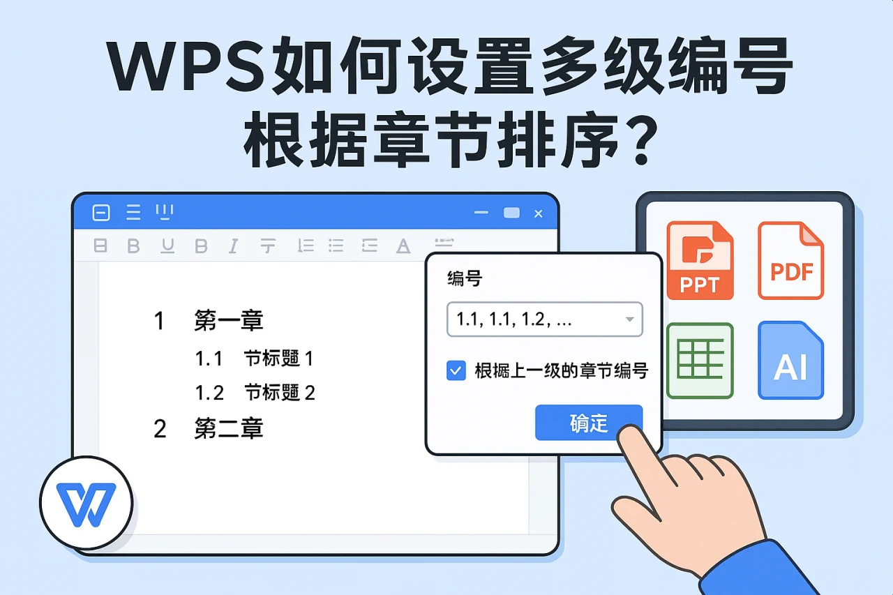WPS如何设置多级编号根据章节排序?