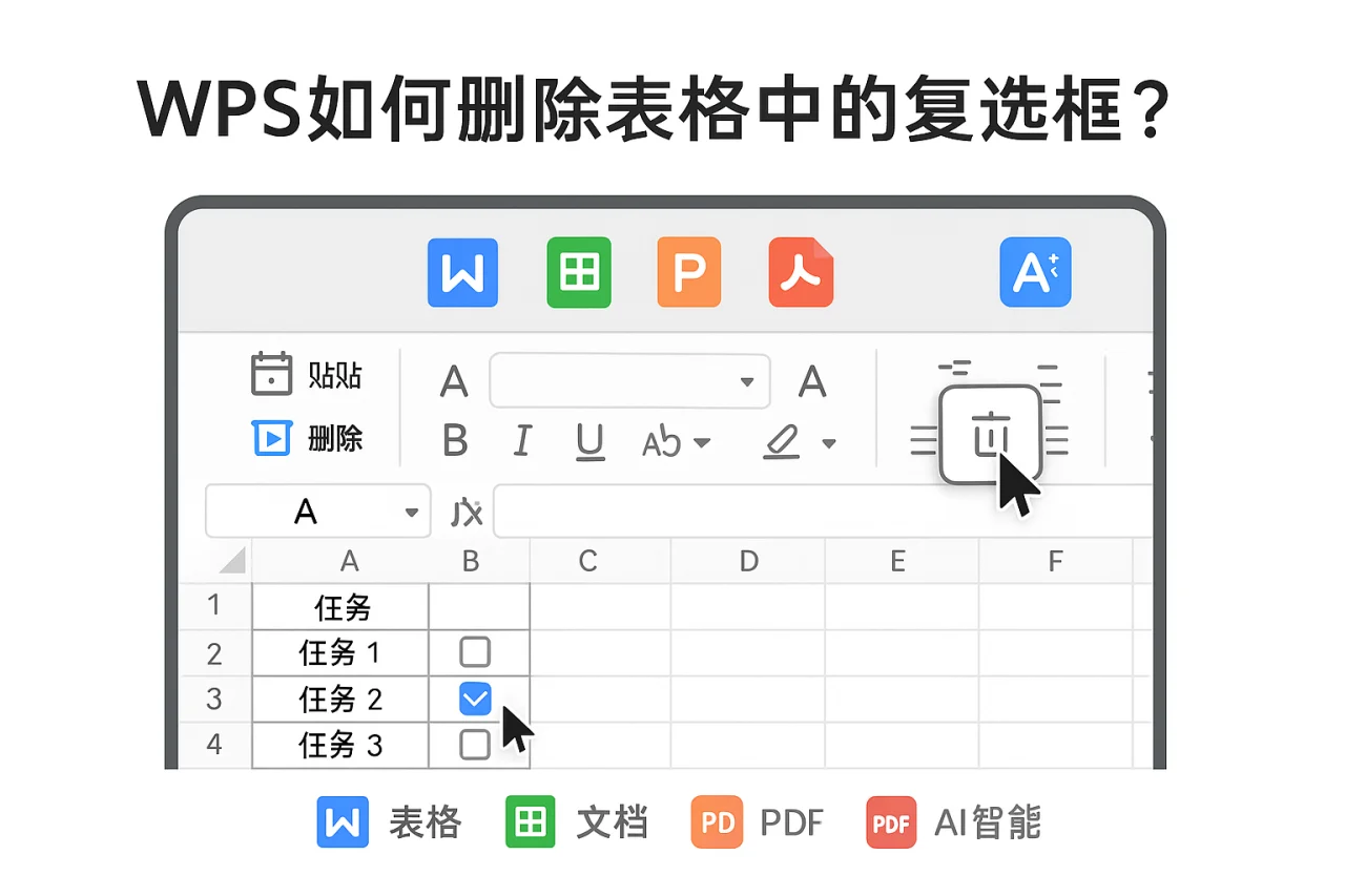 WPS如何删除表格中的复选框?