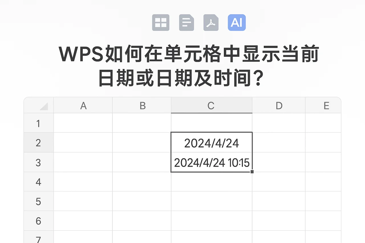 WPS如何在单元格中显示当前日期或日期及时间?