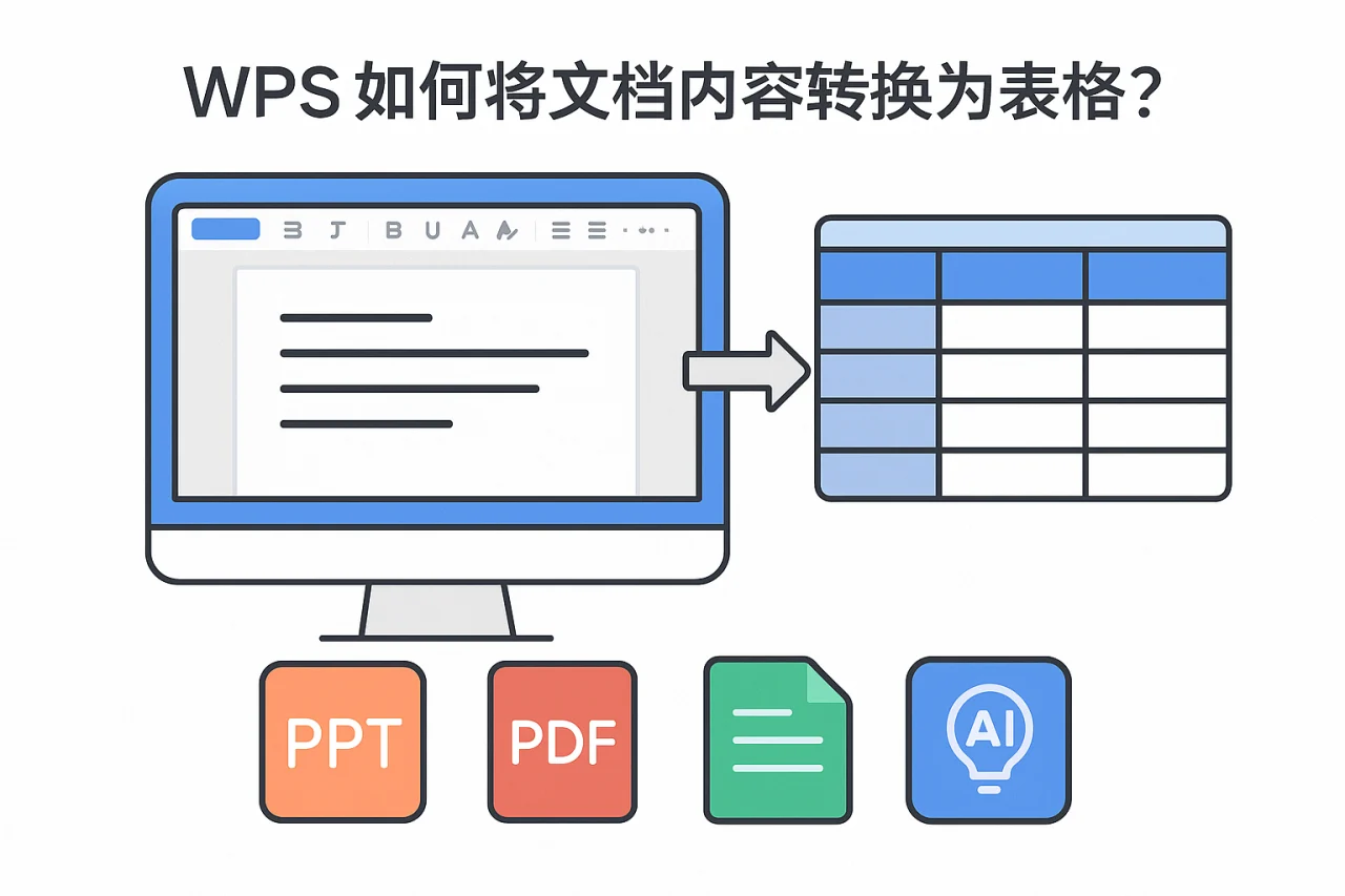 WPS如何将文档内容转换为表格?