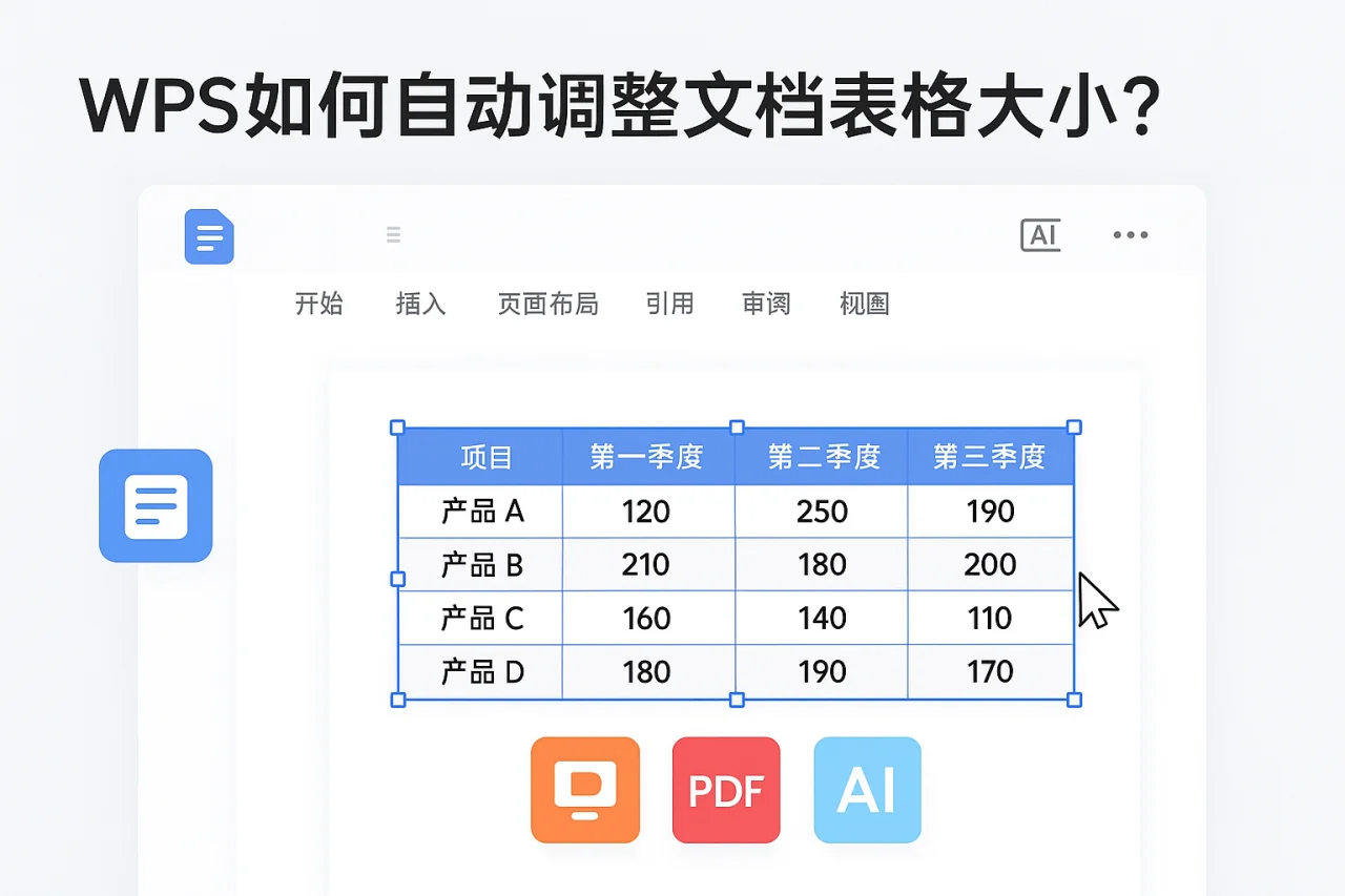 WPS如何自动调整文档表格大小？