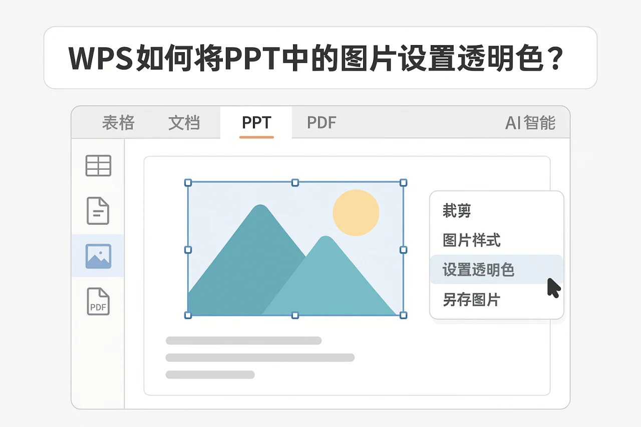 WPS如何将PPT中的图片设置透明色?
