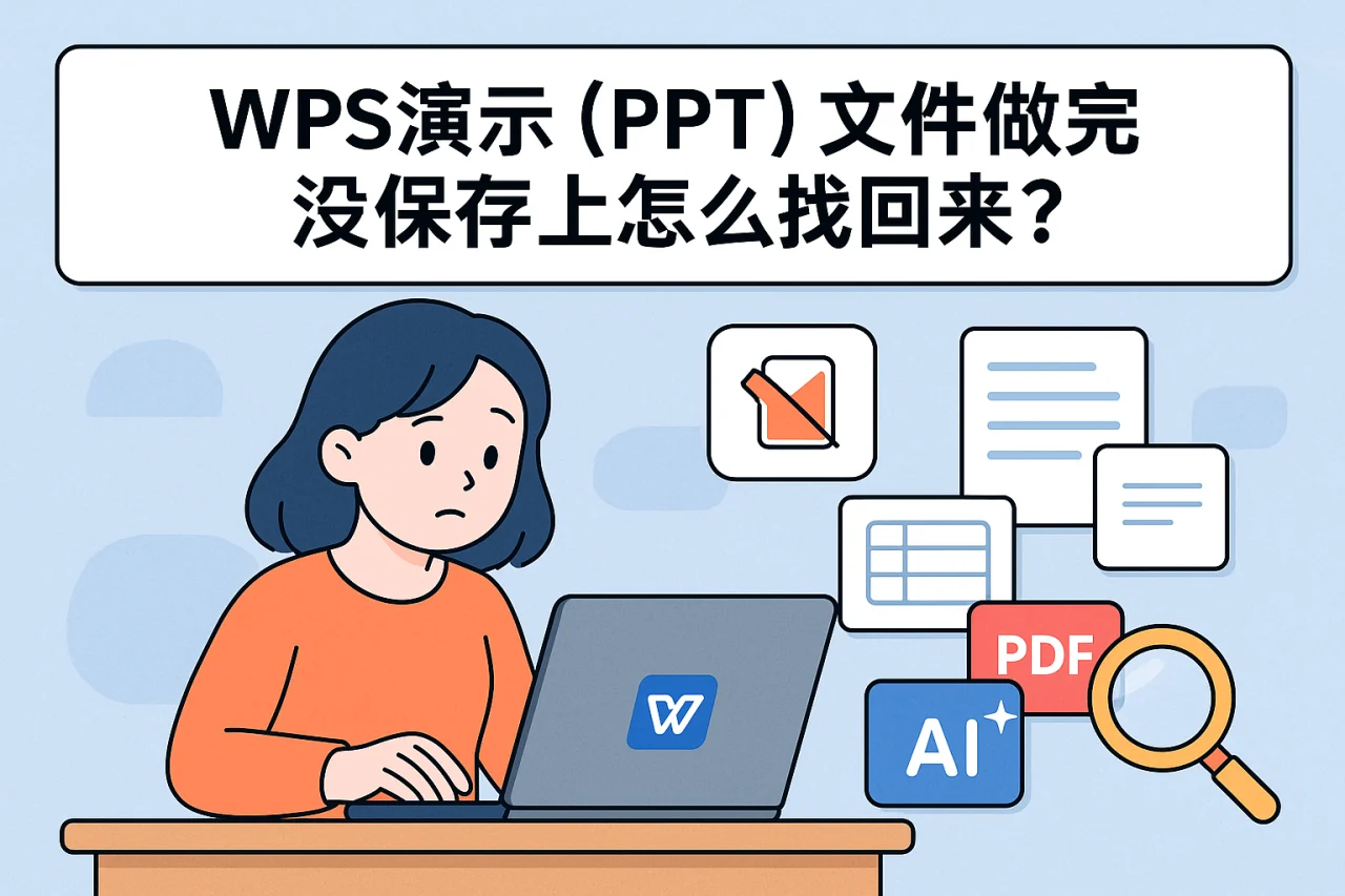 WPS演示（PPT）文件做完没保存上怎么找回来？