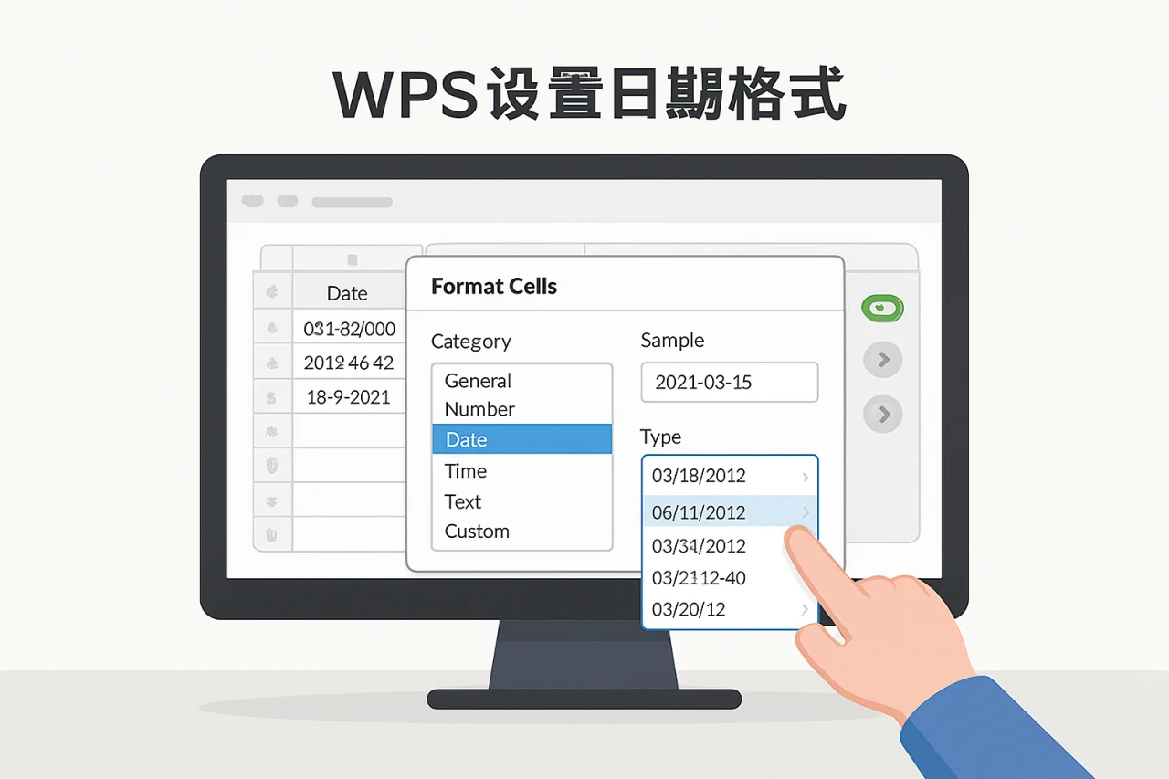 WPS设置日期格式