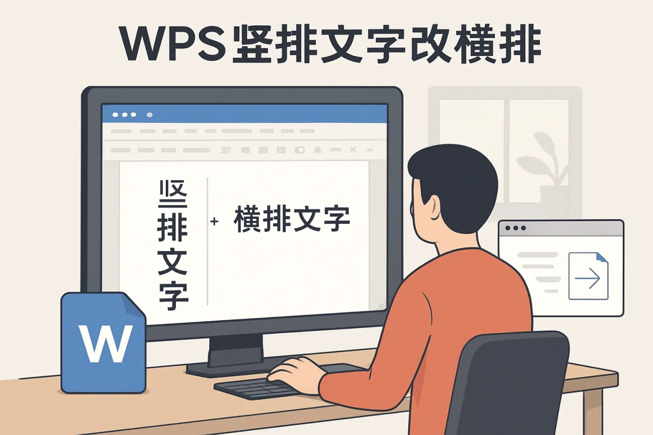 WPS竖排文字改横排