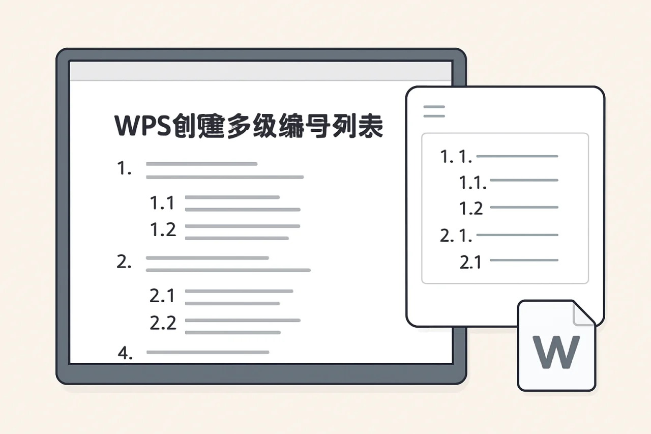 WPS创建多级编号列表