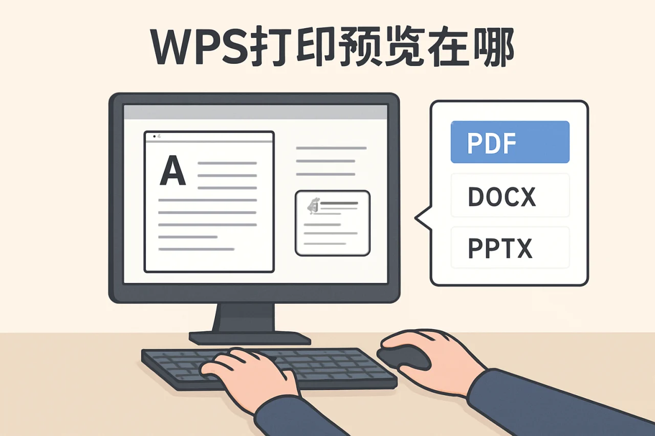 wps打印预览在哪